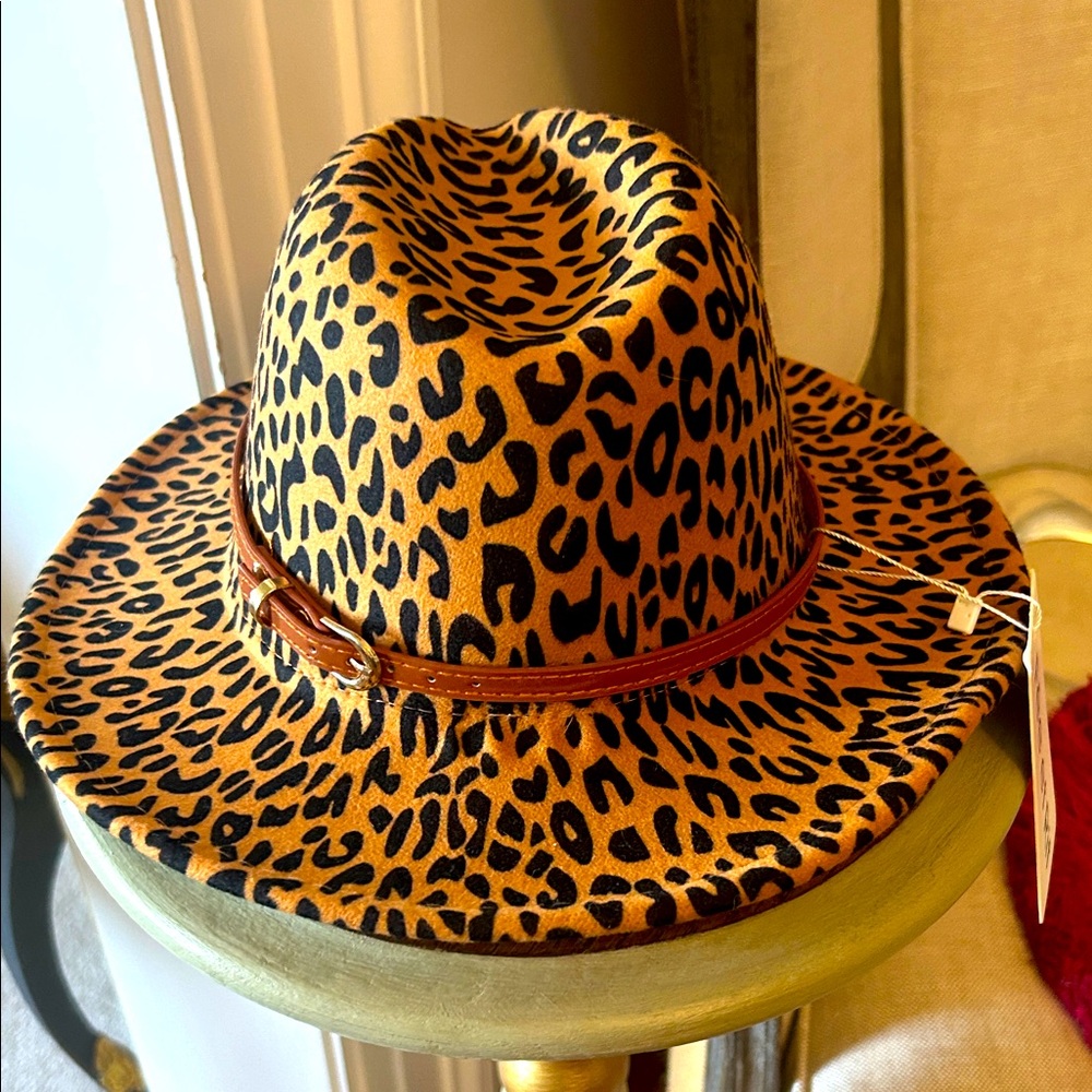 NWT Leopard Print Fedora Hat